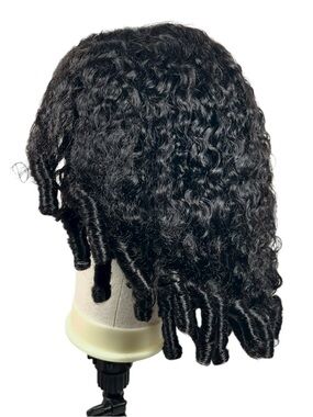 Unice Natural Black Human Hair Curly Finger Coil 16 Inch Wig